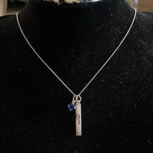 NWT Sterling Silver 18” necklace with a Sapphire charm and silver Mom charm